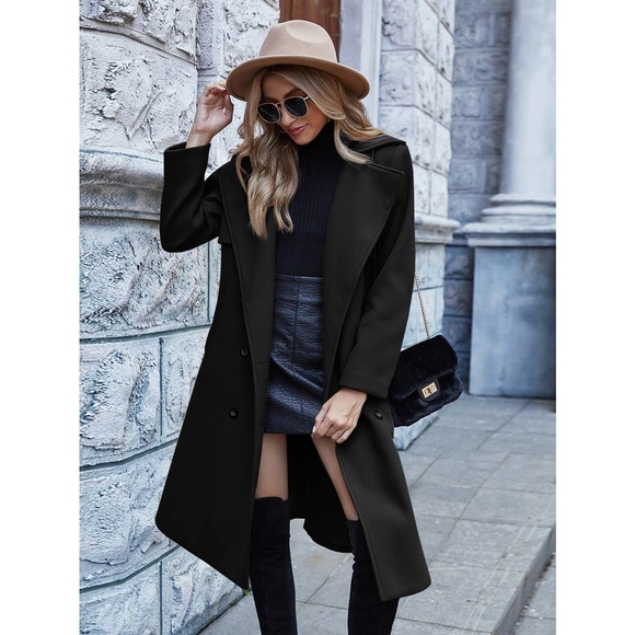 long line
 Double Breasted Overcoat pea coat peacoat tan khaki camel brown - Picture 4 of 9